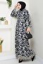 Pastel Floral Patterned Anthracite Viscose Dress - 2