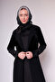 Velvet Detailed Black Long Abaya - 4