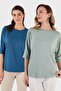 Standard Fit Crew Neck Three Quarter Sleeve 2 Pack Blouse Bluz 5861416Ys2
