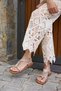 Morita Women's Beige Patterned Real Leather Toe Detail Sandals - 6