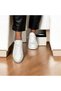 White Leather Gold Detailed Casual Lace-Up Sneakers - 2