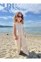 Girls' Linen Set with Embroidered Hems Natural - 3