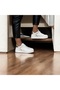 White Leather Gold Detailed Casual Lace-Up Sneakers - 3