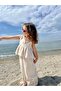 Girls' Linen Set with Embroidered Hems Natural