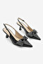 Women's Stiletto Pointed Toe Bow Studded Heeled Black Baynak Shoes - 3