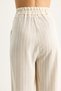 Women's Beige Striped Stripe Casual Vest Palazzo Pants Linen Bottom-Top Set 9311 60281066 - 8