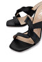 Women's Genuine Leather Black Leather Heeled Slippers - 3