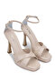 Women's Vegan Beige Heeled Shoes - 2