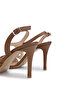 Women's Genuine Leather Tan Leather Heeled Shoes - 4