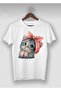 Unisex White Cute Little Cat Printed T-shirt