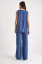 Women's Indigo V-Neck Strap Blouse Palazzo Pants Bottom-Top Set 3142 60283115 - 7