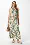 Women's Maria Green Floral Waist Elastic Viscose Dress