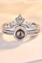 I Love You in 100 Languages Steel Queen Crown Projection Ring Cl33 - 7