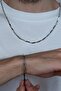 Square cube model men's steel necklace chain and bracelet set eck05s - 4