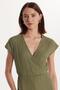 Women's Regular Fit Short Sleeve V-Neck Khaki Jumpsuit - 2