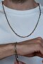 Yellow white color square cube men steel necklace and bracelet set eck05s - 3