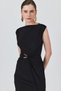 Black Side Gathered Buckle Detailed Dress 251605 - 7
