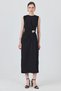 Black Sleeveless Side Pleat Detailed Buckle Dress 251633 - 2
