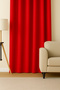 Luna Series Velvet Textured Pleatless Background Curtain - Red - 2