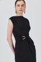 Black Side Gathered Buckle Detailed Dress 251605 - 8