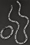 Figaro Men's Steel Necklace and Bracelet Chain Set eck19t