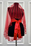 Red Bridal Veil Set with Sparkling Crystal Beads and Pearls, Henna Veil 6 Pieces - 6