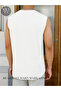 Black-White Zero Sleeve Crew Collar Cotton Oversized T-Shirt - 2