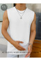 Black-White Zero Sleeve Crew Collar Cotton Oversized T-Shirt - 3
