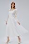 Women's Square Square Neckline Tulle Fabric with Pearl Beaded Tulle Stylish and Elegant Evening Dress