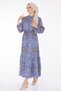 Buttoned Patterned Dress Blue - 25713 - 3