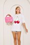 Cherry Design Printed White Women's Oversize T-Shirt - 5