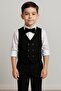 Boy's Tuxedo Suit with Jacket / Jacket, Pants, Vest, Shirt and Bow Tie (Slim Fit) - 5