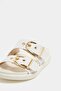 White Women's Double Buckle Stylish Daily Slippers - 6
