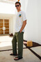 Italia Men's 100% Organic Cotton Front Back Print Detailed Oversize Short Sleeve Ecru T-Shirt - 2