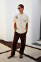 Boliche Men's Crew Neck 100% Organic Cotton Oversize Fit Light Beige T-Shirt - 2