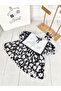 Black and White Collared Floral Dress with Apron Detail