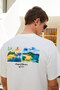 Italia Men's 100% Organic Cotton Front Back Print Detailed Oversize Short Sleeve Ecru T-Shirt - 5