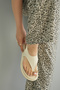 Nova Women's Cream Leather Casual Ring Toe Sandals - 5