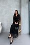 Women's Double Breasted Collar Tie Detailed New Season Long Chiffon Dress Btq028 - 4