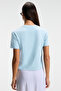 Ivonne Women Cocktail Print Pattern Short Sleeve Organic Cotton Crew Neck Crop Blue T-Shirt - 5