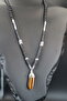 Tiger Eye Hematite Coconut Natural Stone Necklace – Noble Men's Modern Handmade - 2