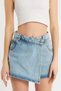 Women's Light Blue Snow High Waist Double Breasted Closed Jean Shorts Skirt Without Lycra - 5