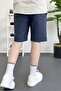 Men's Elastic Waist Linen Fabric Shorts Navy Blue Edw370 - 4