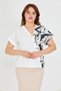Women S V-Neck Asymmetrical Print Blouse with Ornamental Button Detail - for Casual and Stylish Combinations