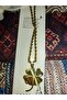 Couple Clover Pattern Custom Design Steel Gold Color Necklace - 2