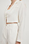 Women's Linen Look Lace-Up Tight White Crop Jacket - 4