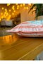 Crab Patterned Summer Themed Suede Double Sided Digital Printing Pink Striped Throw Pillow Cover - 43 X 43 cm - 3