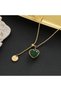 Still - Stylish Adjustable Stainless Steel Heart Necklace with Emerald Green Zircon Heart Stone Love Stamp - 3