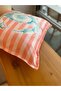 Crab Patterned Summer Themed Suede Double Sided Digital Printing Pink Striped Throw Pillow Cover - 43 X 43 cm - 2