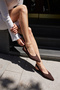 Vera Women's Brown Real Leather Suet Mini Heel Slingback Shoes - 7